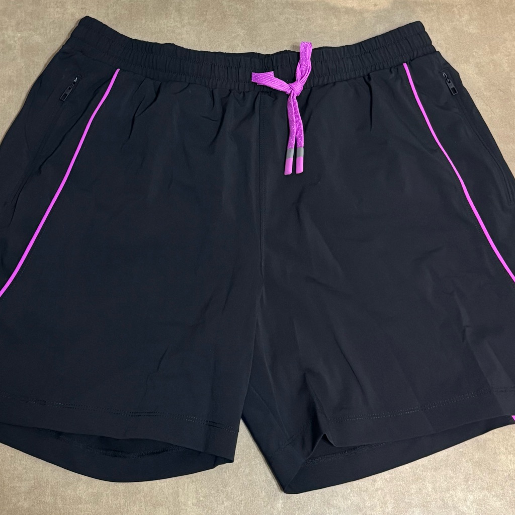 Fabletics Black And Electric Orchid Neon Shorts